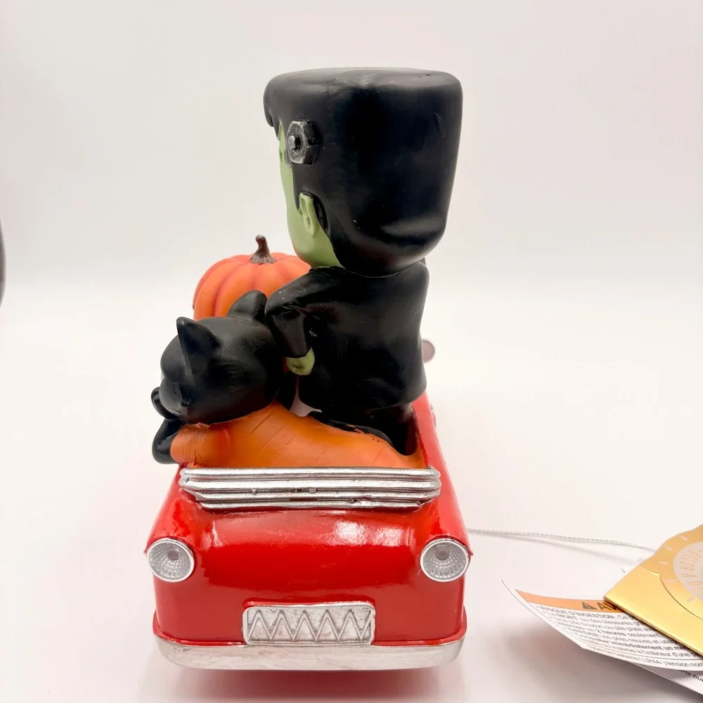 Halloween Retro Style  Frankenstein Ghost Black Cat Red Car Light Up